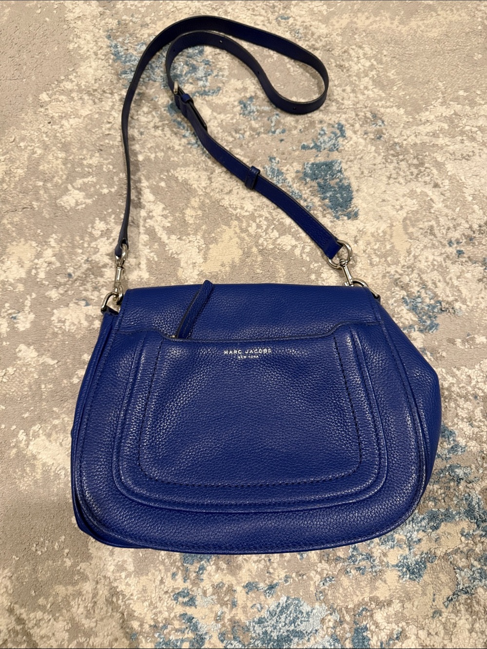 Marc Jacobs Cobalt Pebbled Leather Crossbody purse